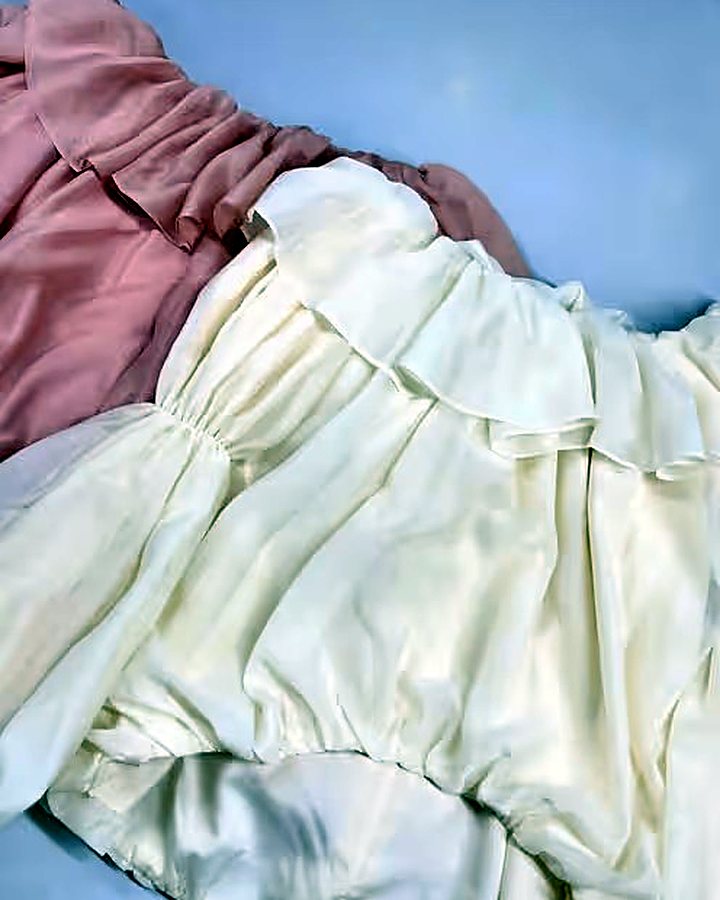 Off-shoulder ruffled chiffon top