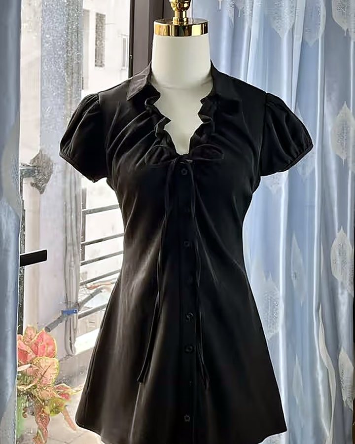 Ruffled V-neck dress